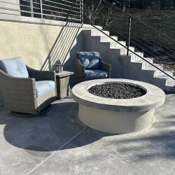 concrete fire pit and rail